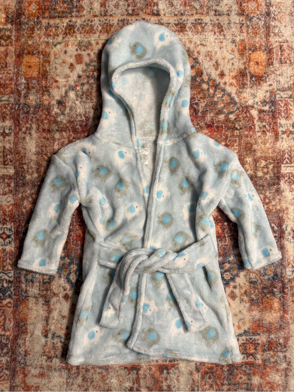 Gentle Steps Plush Baby Robe Blue Elephant Print 0–9 Months